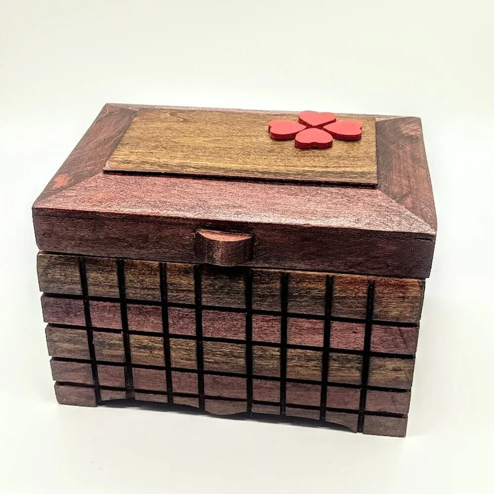 George W. Osborne Handmade Wood Hearts Hinged Box